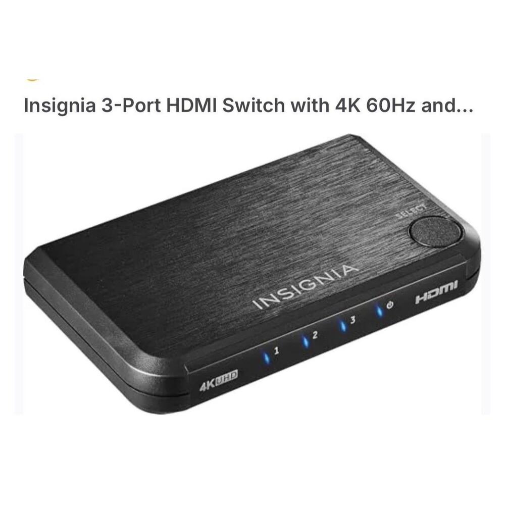 Insignia 3-Port HDMI Switch 4K HDR at 60Hz NS-HZ335 Black